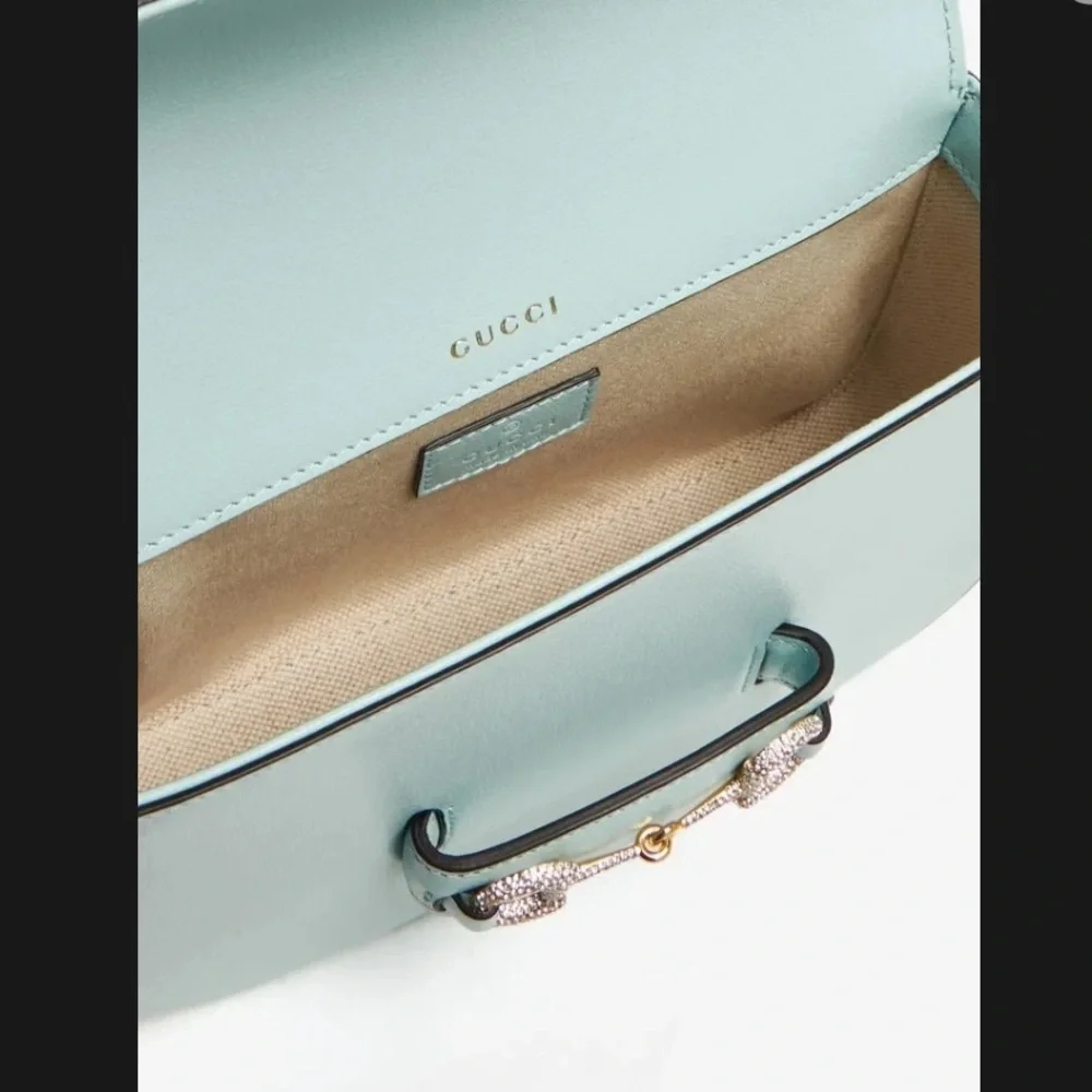 GUCCI Azalea Calfskin Crystal GG Monogram Mini Horsebit 1955 Bag - Picture 6 of 9